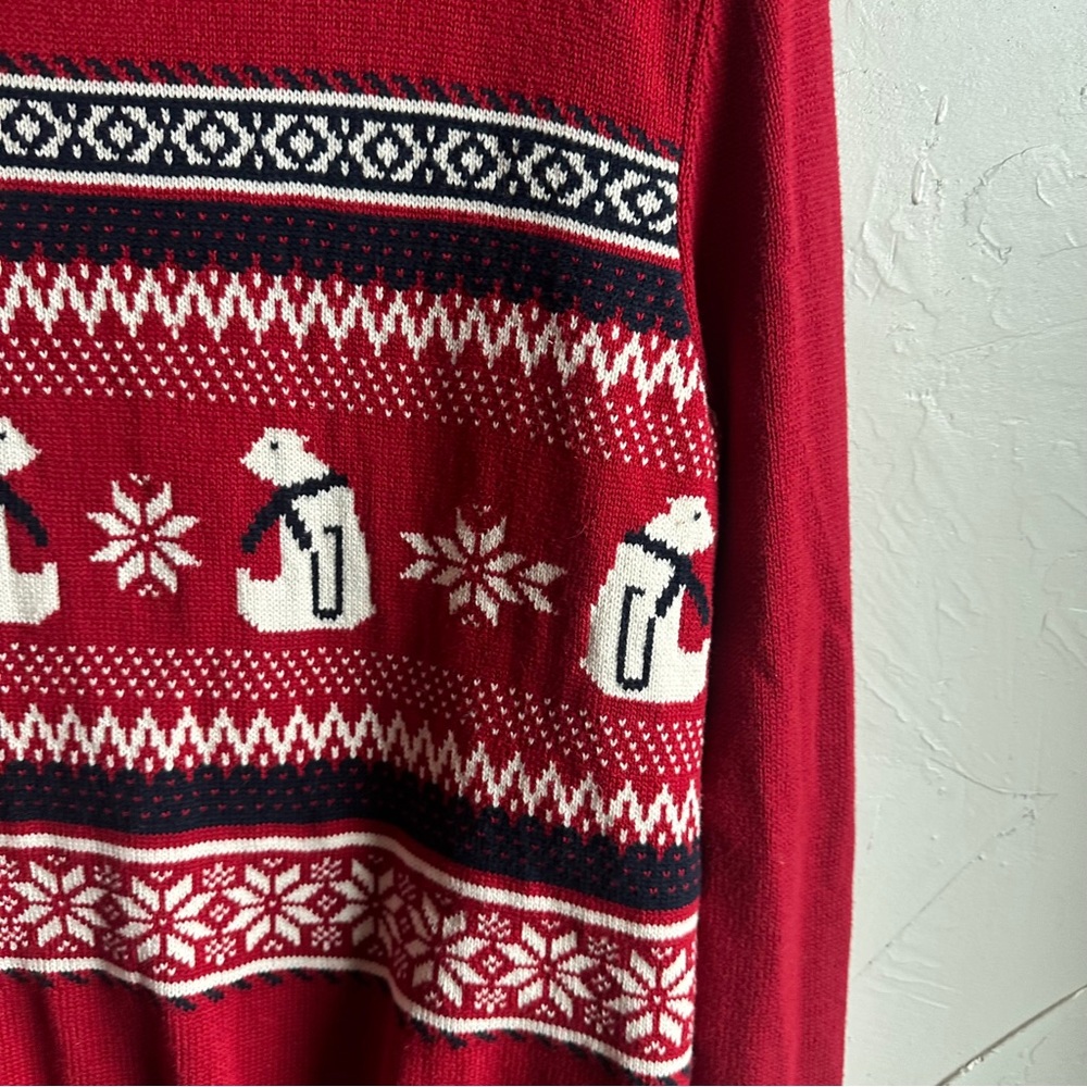 Dockers Polar Bear Fair Isle Sweater Red Ski Nordic Winter Knit Cozy Pullover M - Picture 4 of 11